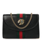 Textured Calfskin Web Mini Rajah Slim Flap Shoulder Bag Black