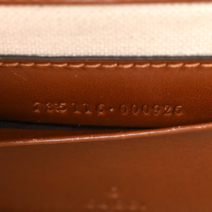 New Canvas Charisma Calfskin Crystal GG Monogram Small Bamboo 1947 Top Handle Bag Camel Ebony