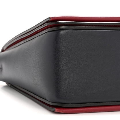 Shiny Smooth Calfskin Medium Frame Shoulder Bag Red Navy