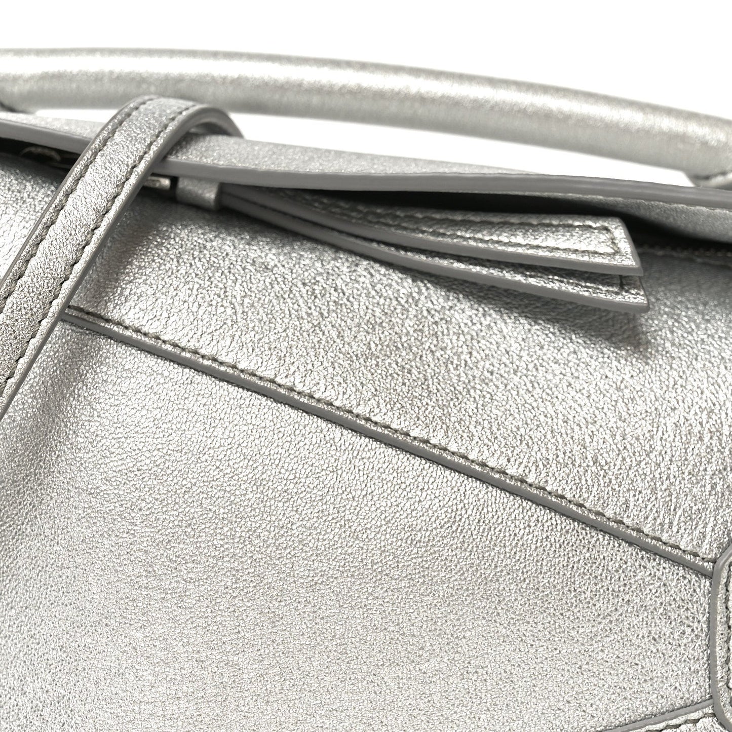 Laminated Lambskin Mini Puzzle Edge Bag Silver