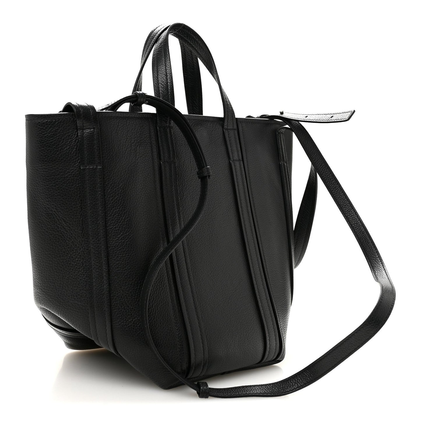 Grained Calfskin Small Everyday North South Shoulder Tote Bag Black
