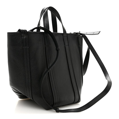 Grained Calfskin Small Everyday North South Shoulder Tote Bag Black