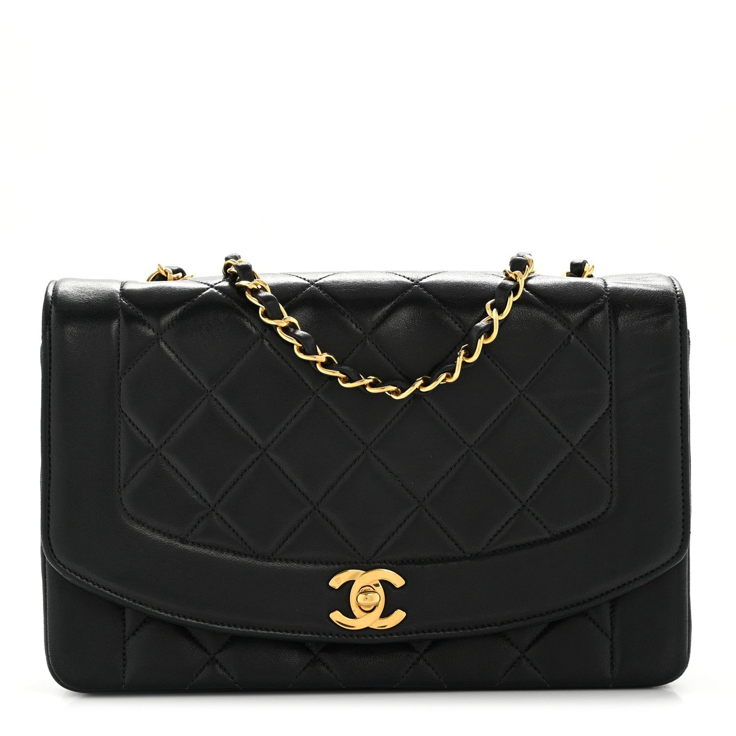 Lambskin Quilted Medium Single Flap Black