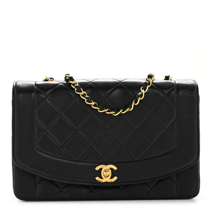 Lambskin Quilted Medium Single Flap Black