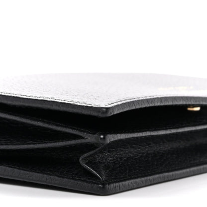Dollar Calfskin Mini Swing Wallet Bag Black