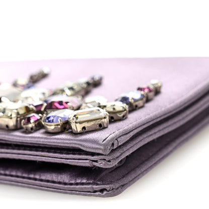 Satin Raso Crystal Embellished Clutch Mirtillo