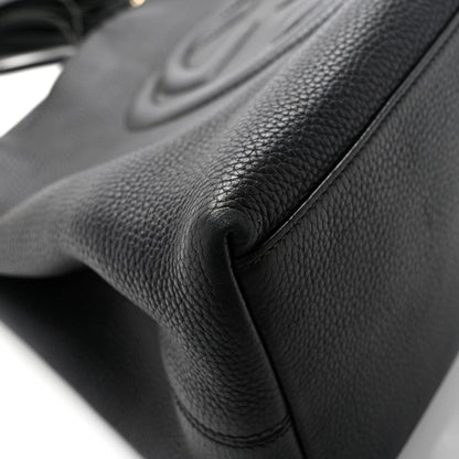 Pebbled Calfskin Medium Soho Chain Shoulder Bag Black