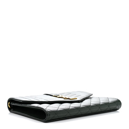 Grain De Poudre Textured Mixed Matelasse Triquilt Monogram Clutch Vert Fonce