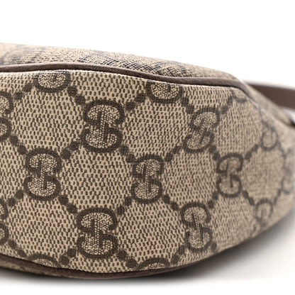 GG Supreme Monogram Textured Dollar Calfskin Small Ophidia Hobo Beige Ebony New Acero