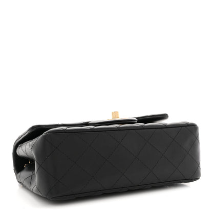 Lambskin Quilted Mini Rectangular Flap Black