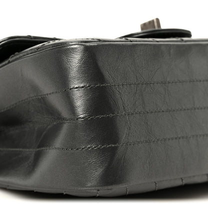 Metallic Aged Calfskin Chevron Quilted 2.55 Reissue Mini Flap Grey