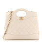 Shiny Lambskin Quilted Mini 31 Shopping Bag White