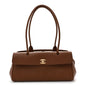 Grained Calfskin Stitched Urban Essentials Small Shopping Bag Camel