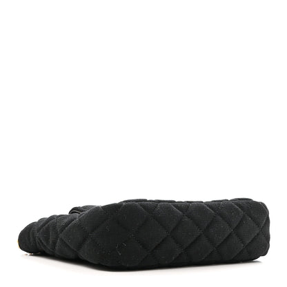 Jersey Quilted Small Wavy CC Hobo Black