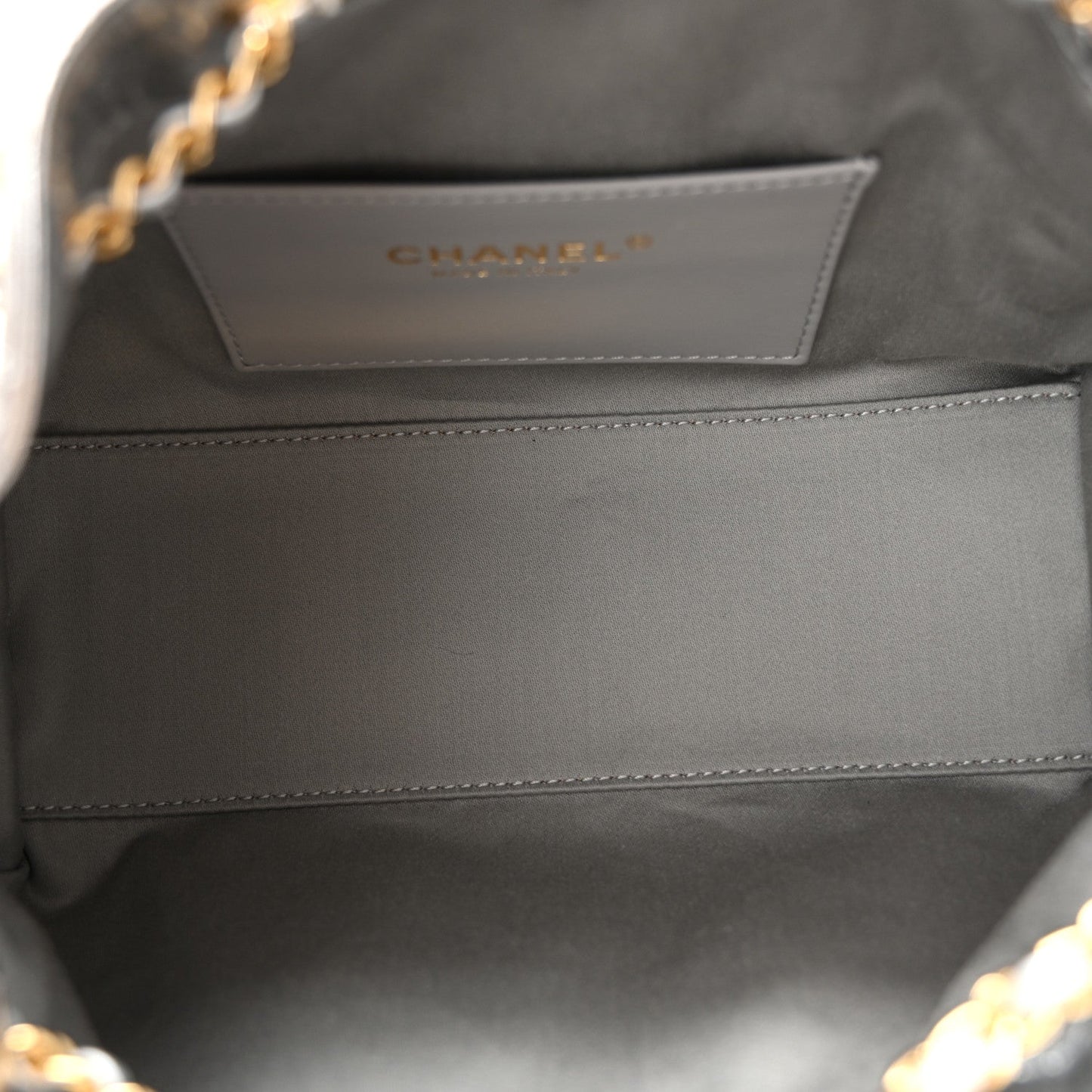 Metallic Aged Calfskin Mini Chanel 25 Handbag Silver