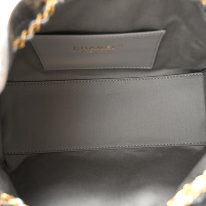Metallic Aged Calfskin Mini Chanel 25 Handbag Silver