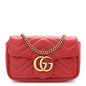 Calfskin Matelasse Super Mini GG Marmont Shoulder Bag Hibiscus Red