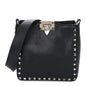 Pebbled Calfskin Mini Rockstud Flip-Lock Messenger Bag Black