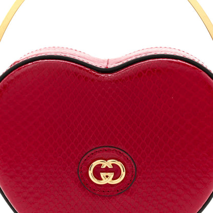 Snakeskin Broadway Mini Heart Top Handle Bag Rasberry Candy