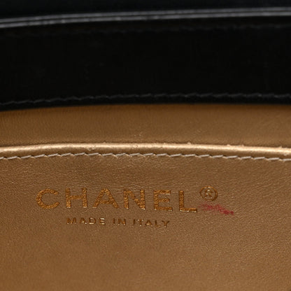 Lambskin Quilted Mini CC Crystal Logo Chain Flap Black