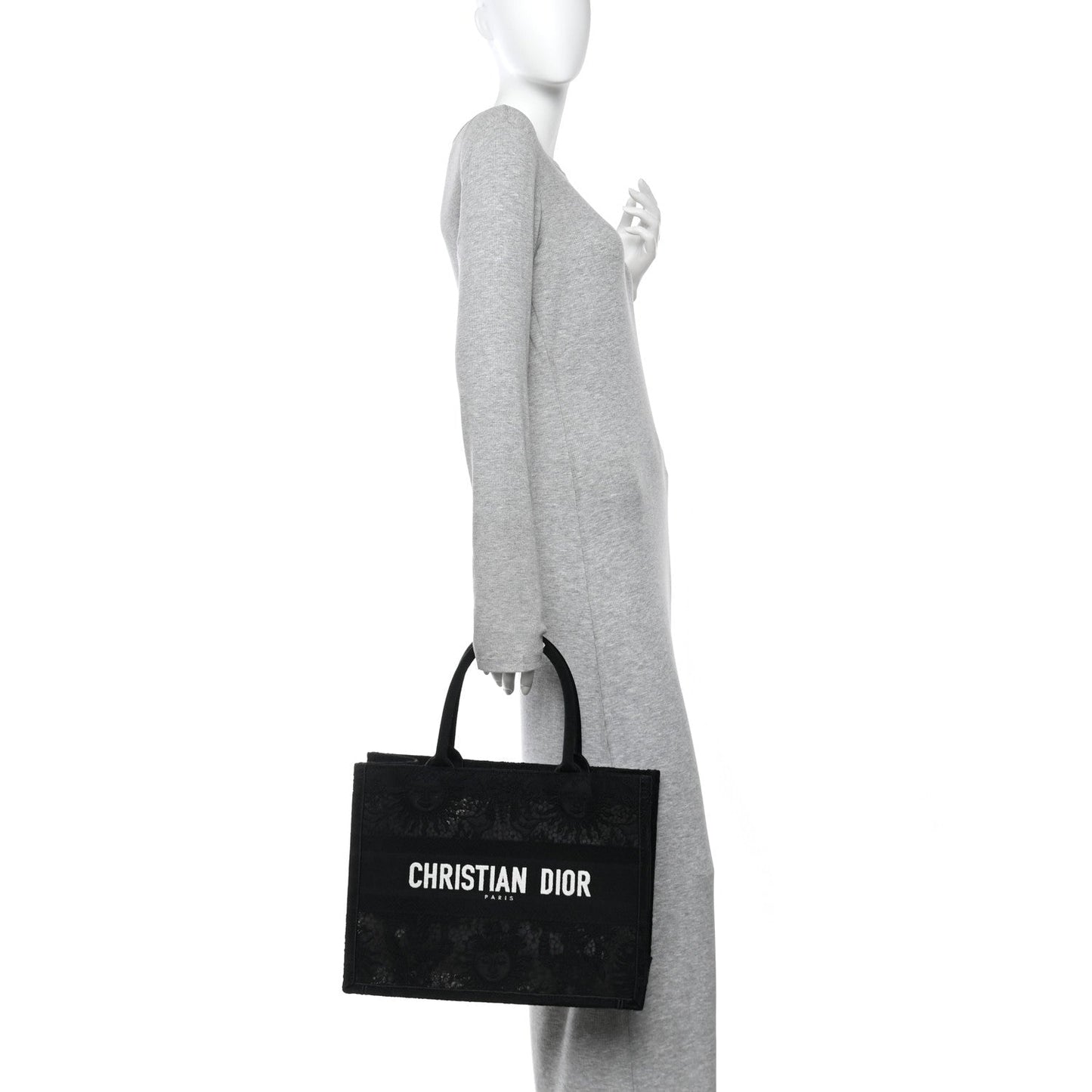 Embroidered 3D Macrame D-Lace Sun Medium Book Tote Black