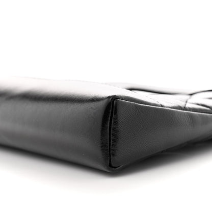 Shiny Crumpled Calfskin Quilted Nano 31 Shopping Bag Black
