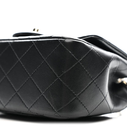 Lambskin Quilted Mini Square Flap Black