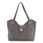 Grained Nubuck Caviar Quilted Large Shopping Bag Grey