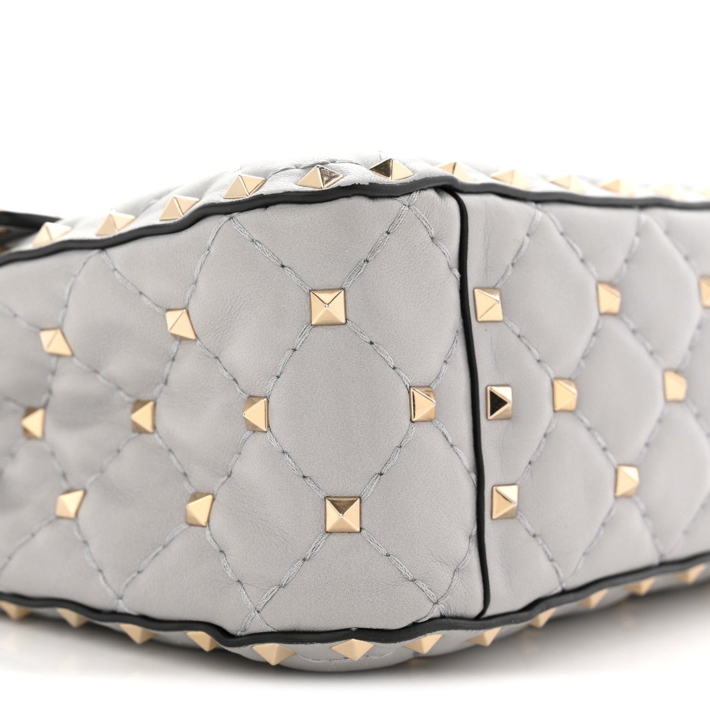 Nappa Medium Rockstud Spike Shoulder Bag Pastel Grey