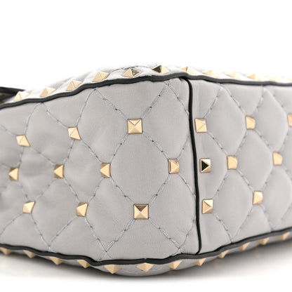 Nappa Medium Rockstud Spike Shoulder Bag Pastel Grey