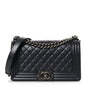 Metallic Caviar Quilted Medium Boy Flap Navy
