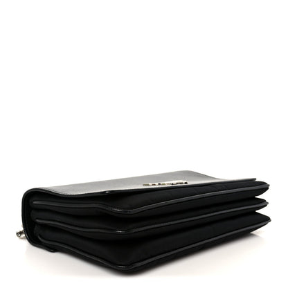 Saffiano Tessuto Nylon Chain Shoulder Bag Black