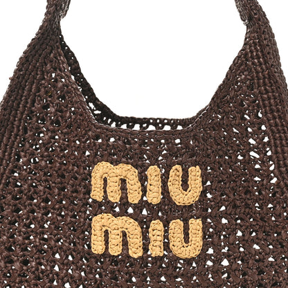 Raffia Crochet Woven Hobo Cacao Naturale