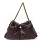 Lambskin Puffy Tobo Chain Shoulder Bag Chocolate