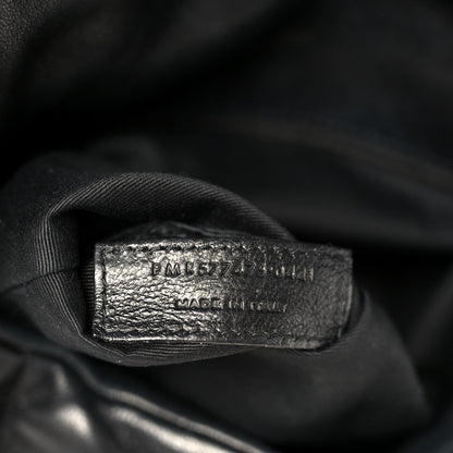 Lambskin Quilted Monogram Monochrome Medium Loulou Puffer Chain Satchel Black