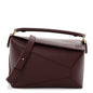Calfskin Small Puzzle Edge Bag Burgundy