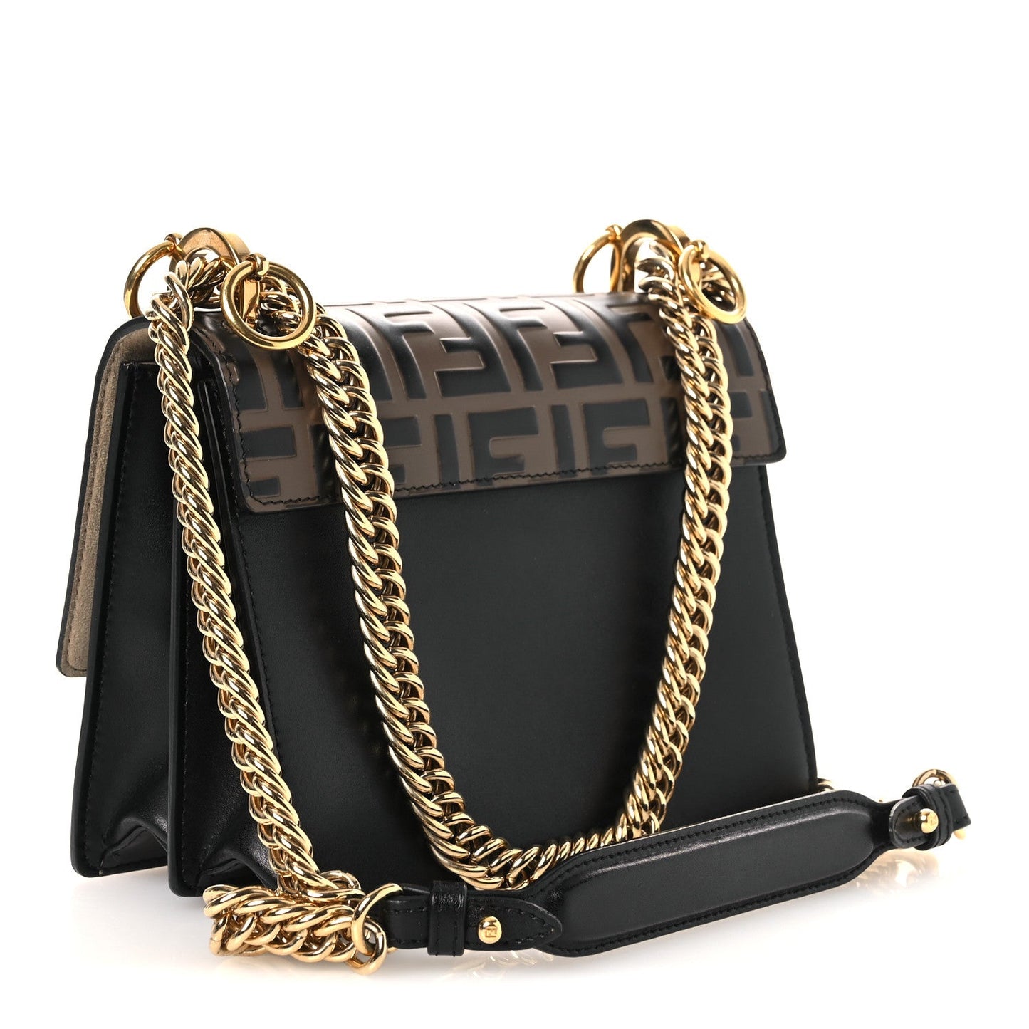 Vitello Liberty Bi-Color FF 1974 Embossed Small Kan I Shoulder Bag Black Maya