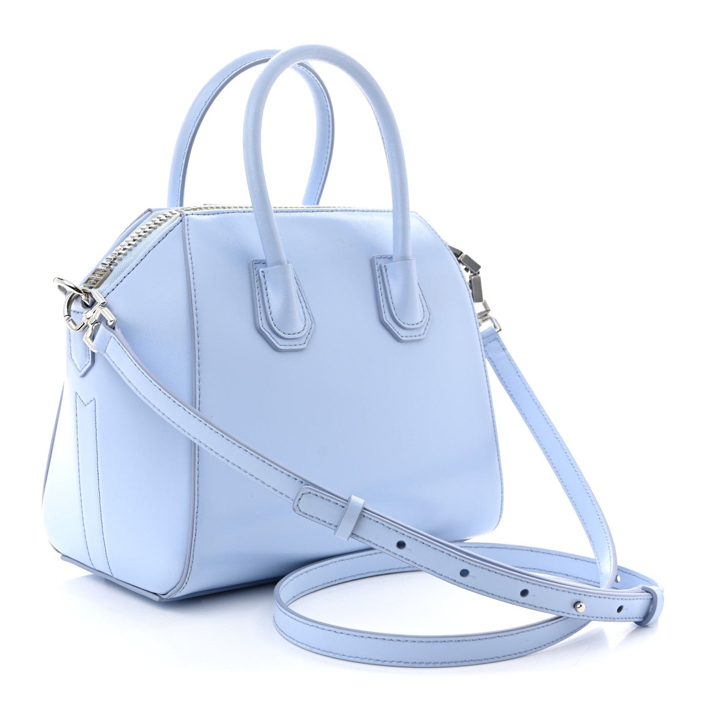 Shiny Lord Calfskin Mini Antigona Baby Blue