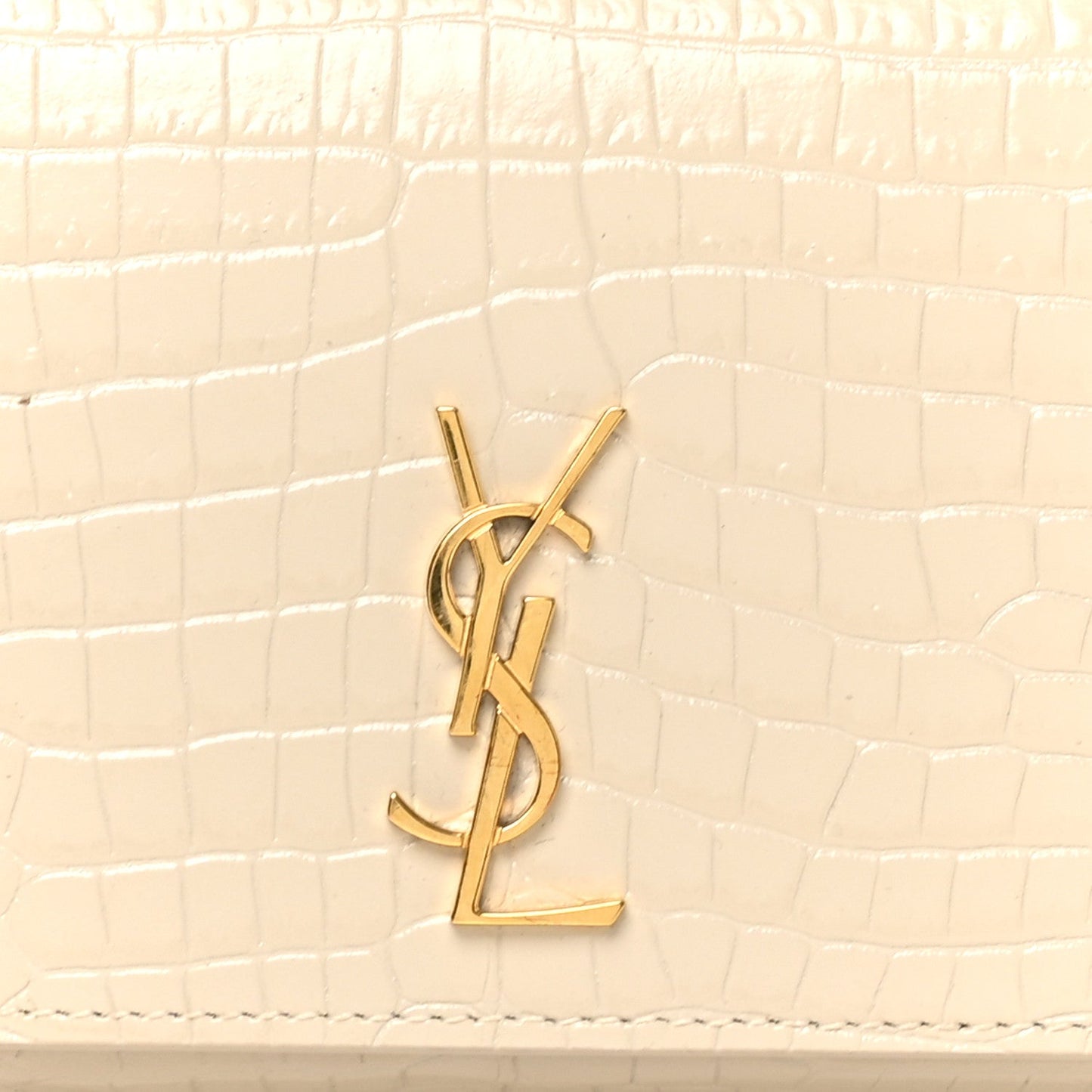 Crocodile Embossed Monogram Phone Holder Crossbody Blanc Vintage