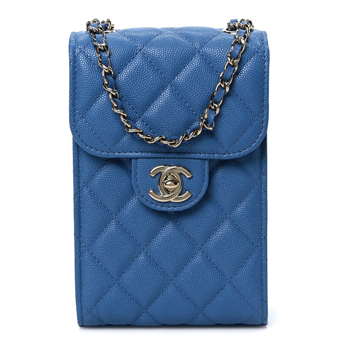 Caviar Quilted Classic Phone Holder Blue