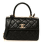 Lambskin Quilted Mini Trendy CC Dual Handle Flap Bag Black