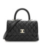 Caviar Quilted Mini Coco Handle Flap Black