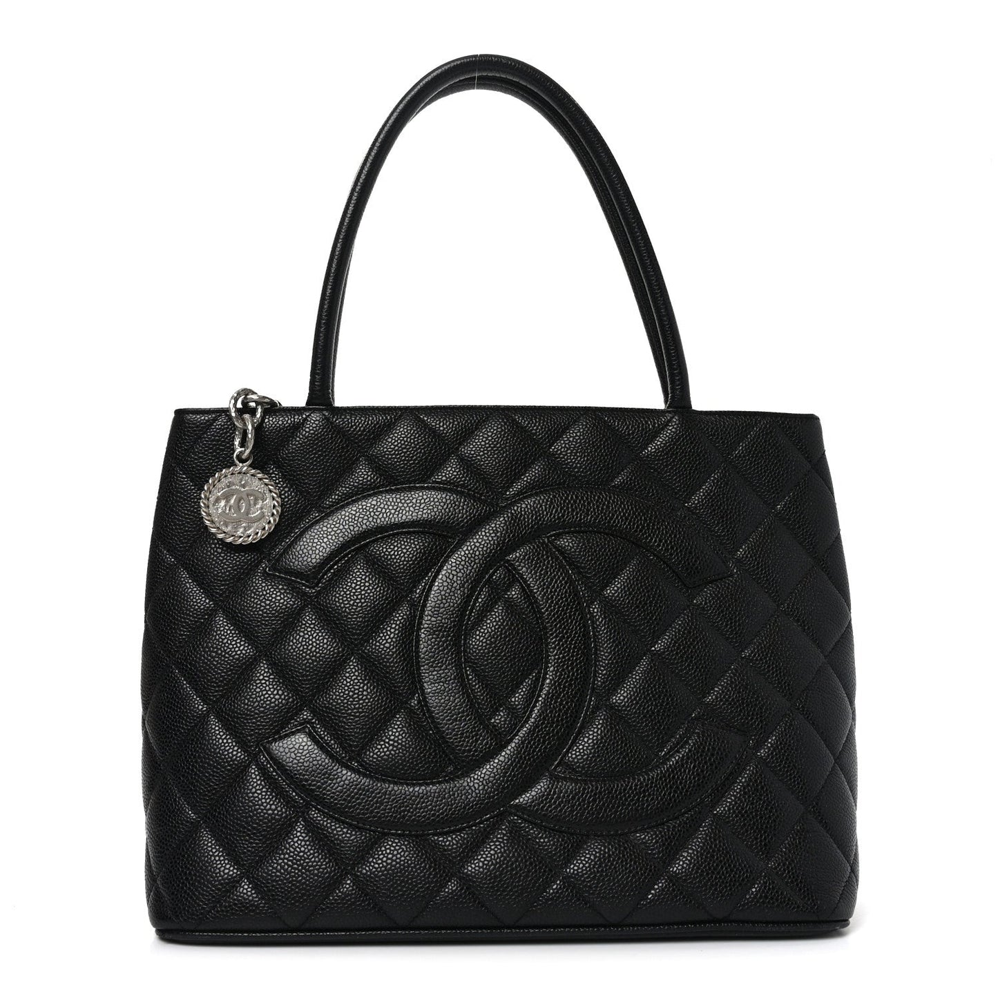 Caviar Quilted Medallion Tote Black