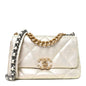 Iridescent Calfskin Quilted Medium Chanel 19 Flap White
