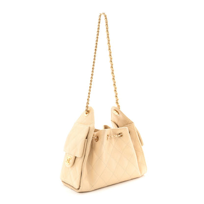 Caviar Quilted Mini Chanel 25 Handbag Beige