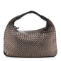 Metallic Nappa Intrecciato Medium Veneta Hobo Pewter