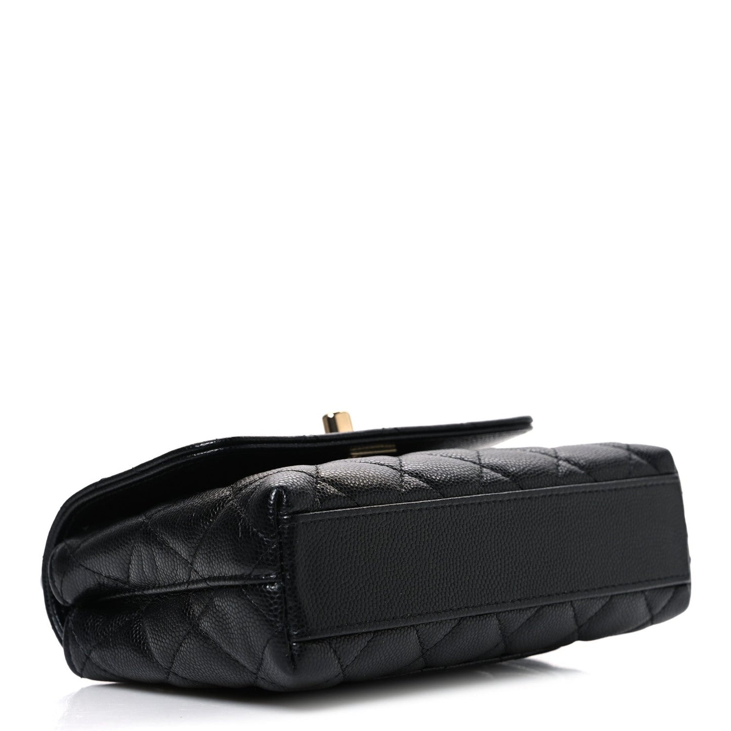 Caviar Quilted Coco Handle Clutch With Chain Black