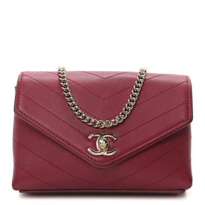 Calfskin Chevron Stitched Coco Waist Bag Red