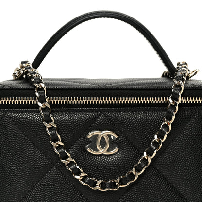 Caviar Quilted Top Handle Long Vanity Black