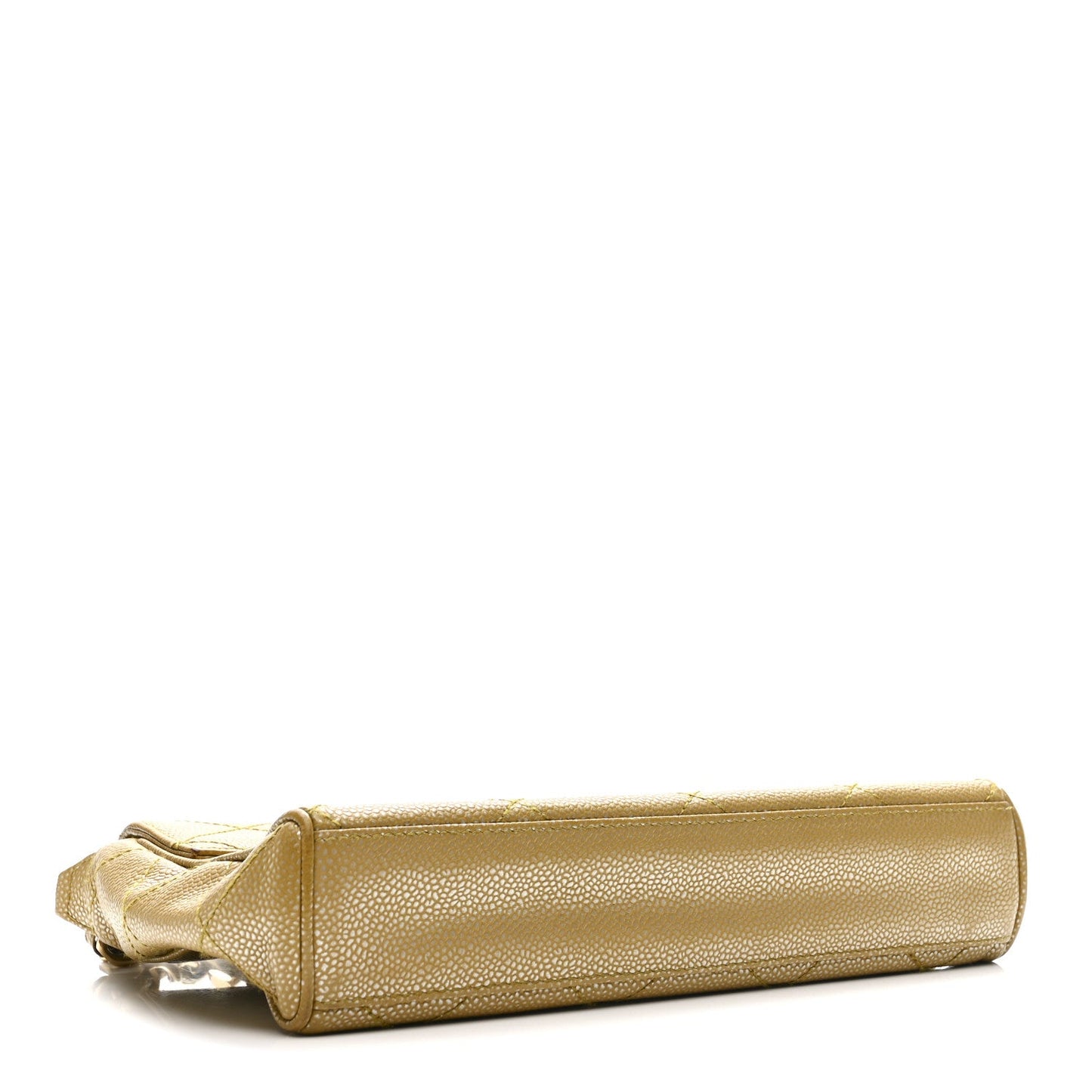 Metallic Caviar Quilted Medium Single Flap Beige